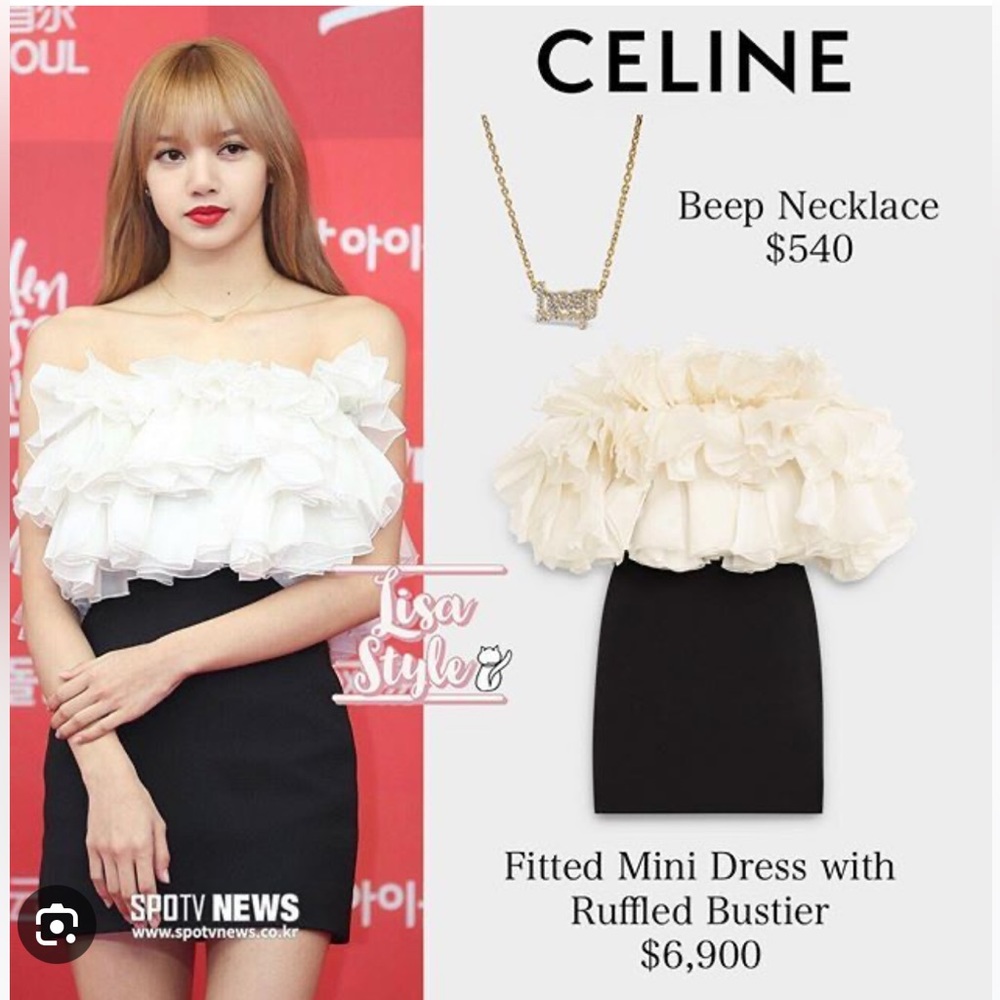 Celine Fitted Mini Dress With Ruffled Bustier
